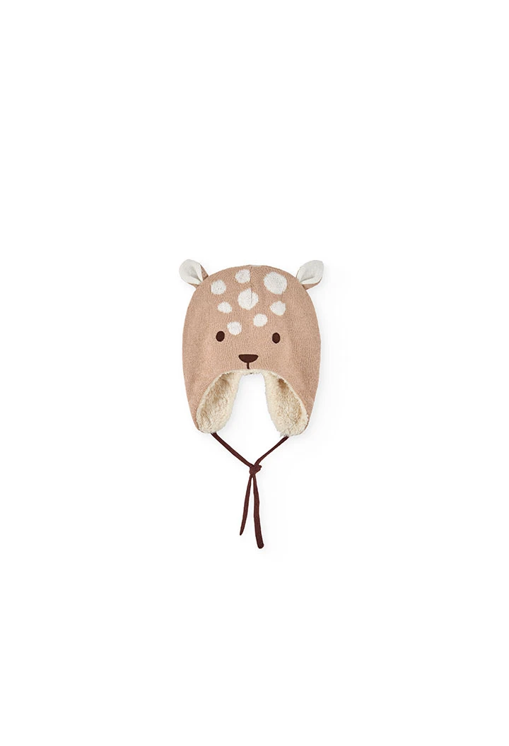 Cappello neonati marrone con stampa animale