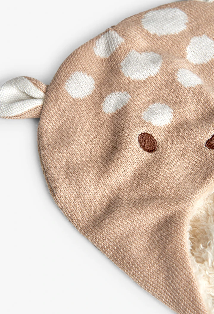 Bonnet bébé brun animal