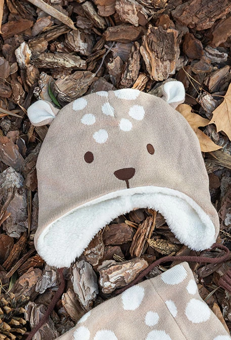 Cappello neonati marrone con stampa animale