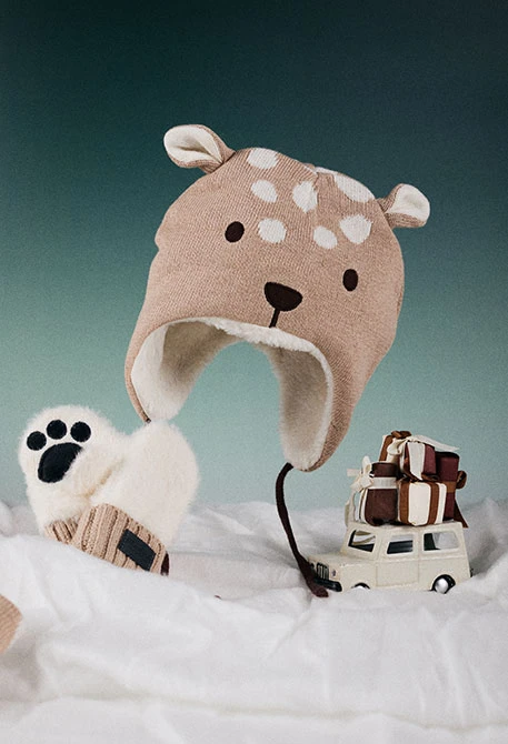 Gorro bebé marrón estampado animal