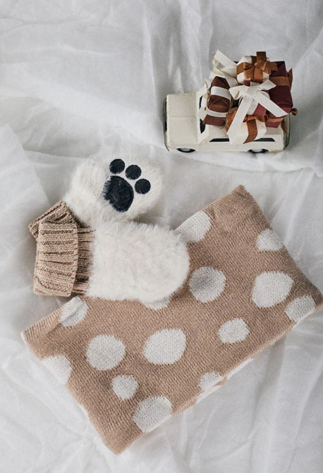 Brown knitted baby scarf