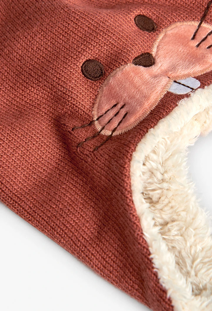 Bonnet bébé orange imprimé lapin