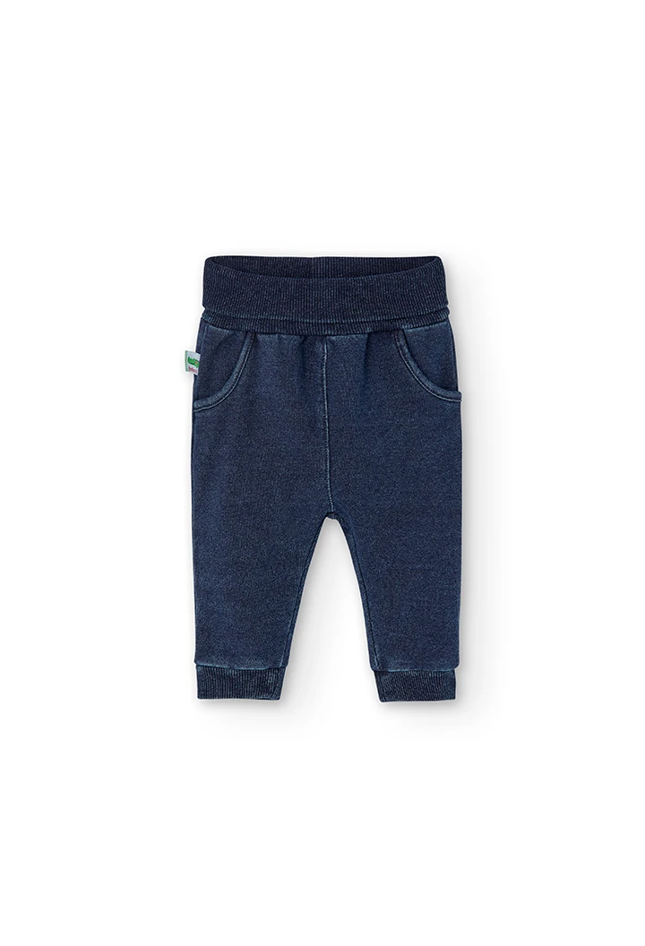 Pantalón felpa denim blue de bebé niño