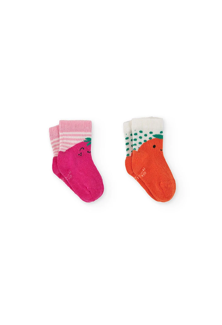 Pack de meias de bebé de cor-de-rosa