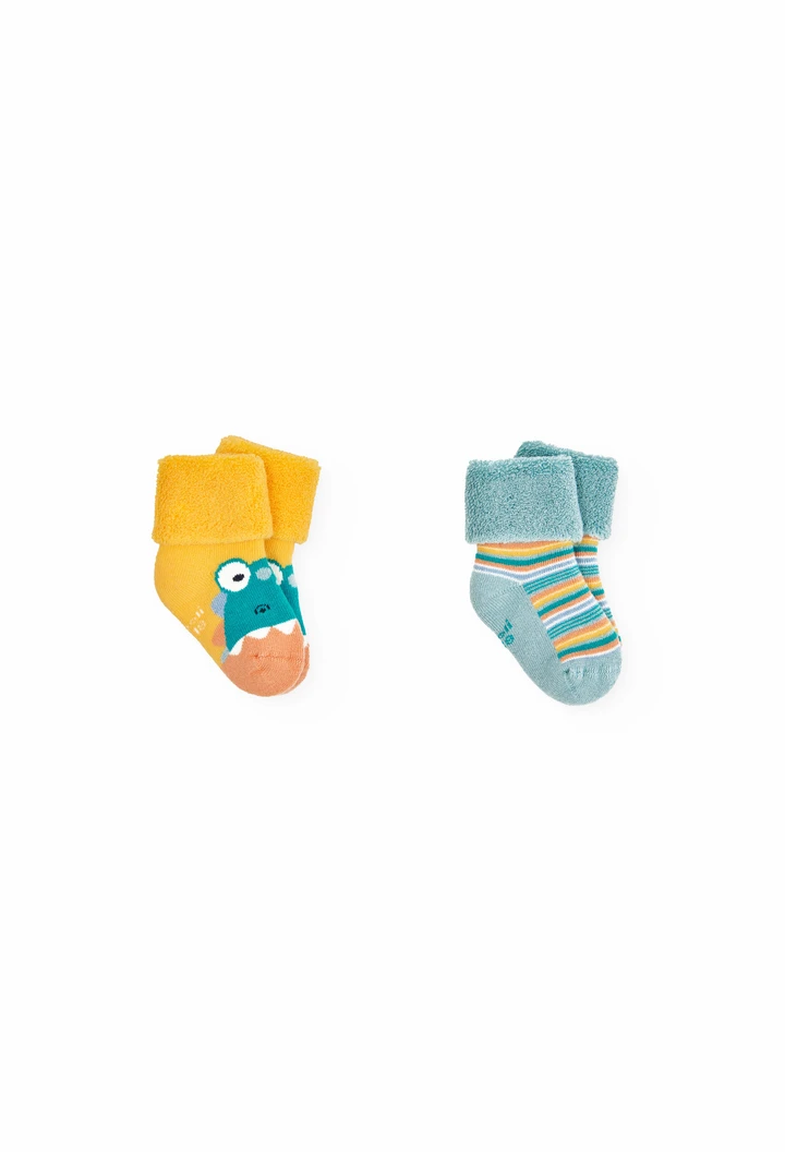 Lot de trois chaussettes pour bébé en jaune