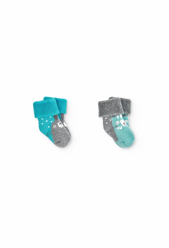 Pack of three light blue baby socks