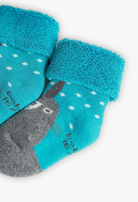 Pack de tres calcetines para bebé en azul claro