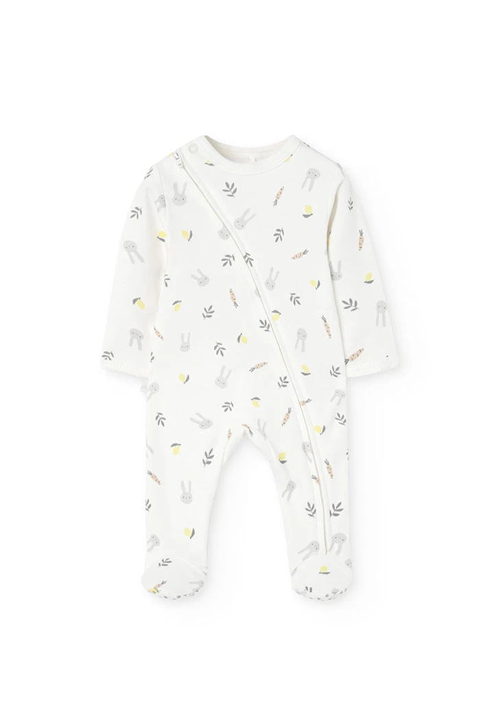 Pelele de punto de bebé unisex en color blanco con estampado