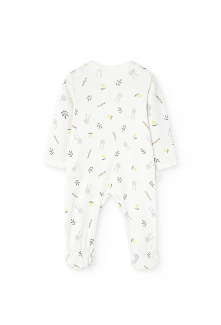 Pelele de punto de bebé unisex en color blanco con estampado