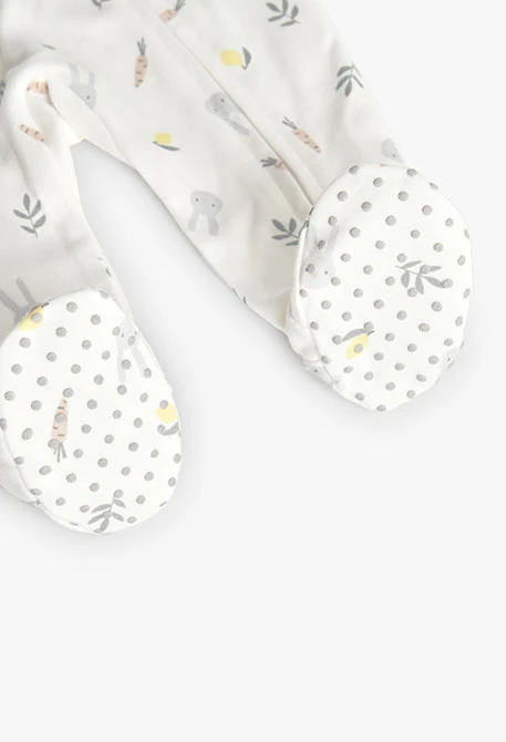 Pelele de punto de bebé unisex en color blanco con estampado