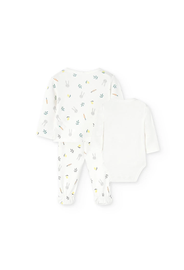 Pack de punto para bebé unisex en color blanco con estampado