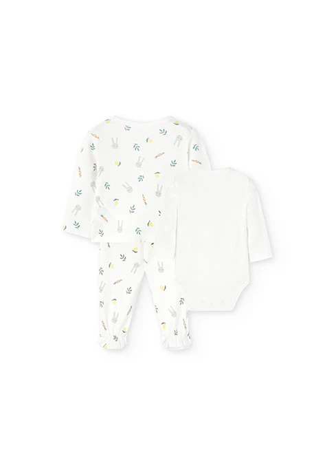 Pack de punto para bebé unisex en color blanco con estampado