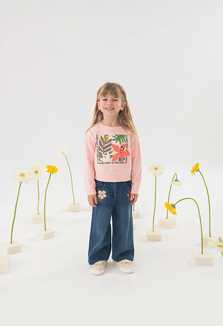 Sweatshirt de felpa para bebé menina em cor rosa
