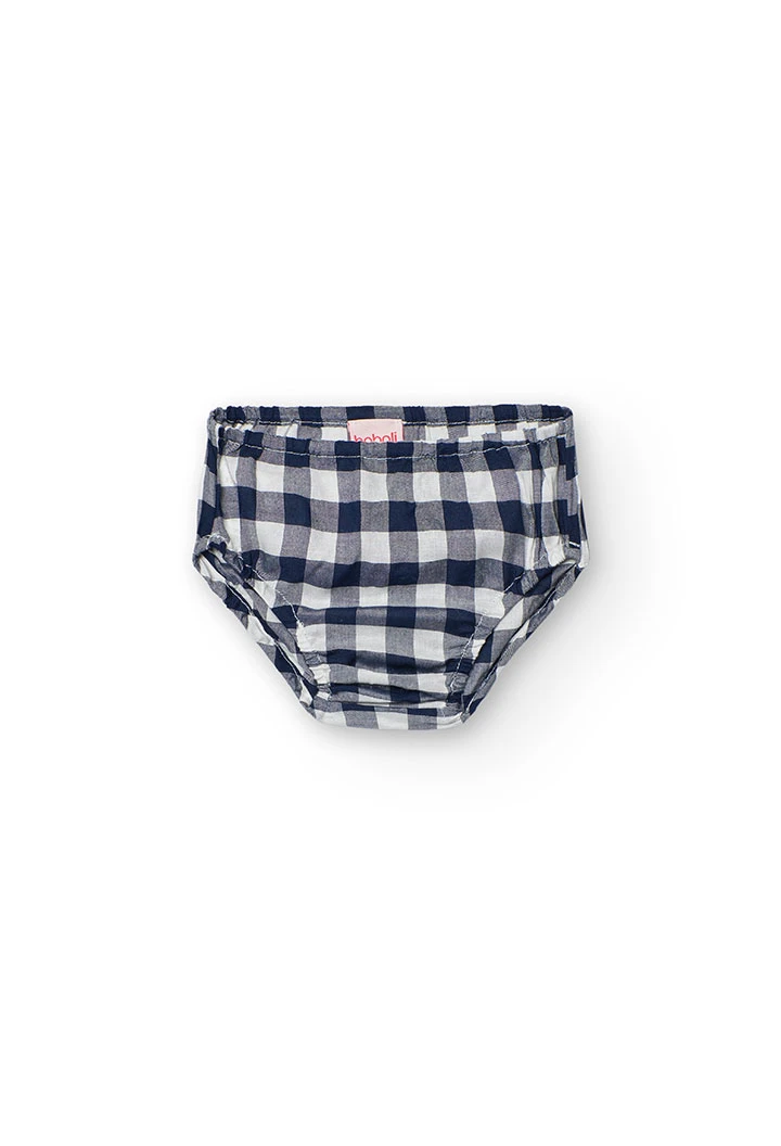 Vestito in viscosa per bambina con motivo a quadretti in colore navy.