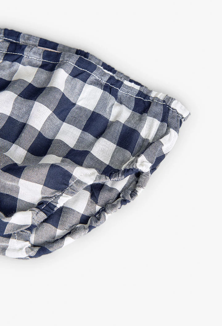 Robe en viscose pour bébé fille avec motif à carreaux en couleur navy