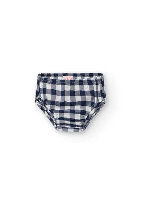 Vestido de viscosa para bebé niña con diseño de cuadros en color navy