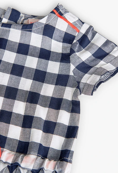 Vestido de viscosa para bebé niña con diseño de cuadros en color navy