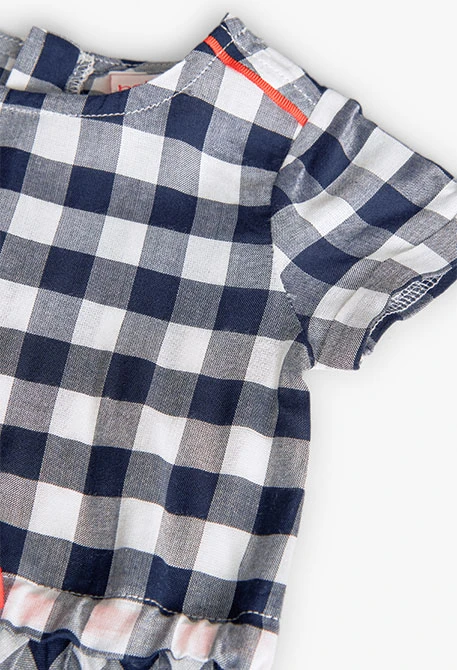 Vestido de viscosa para bebé niña con diseño de cuadros en color navy