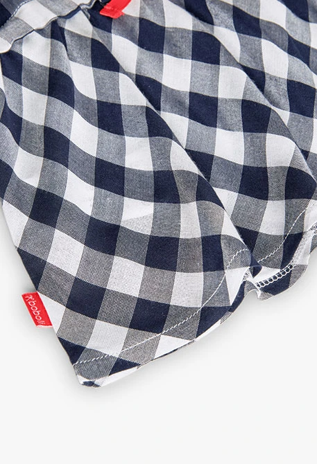 Vestido de viscosa para bebé niña con diseño de cuadros en color navy