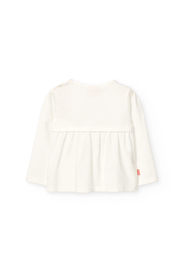 Baby-T-Shirt aus Strick für Mädchen in Weiß mit lustigem Design