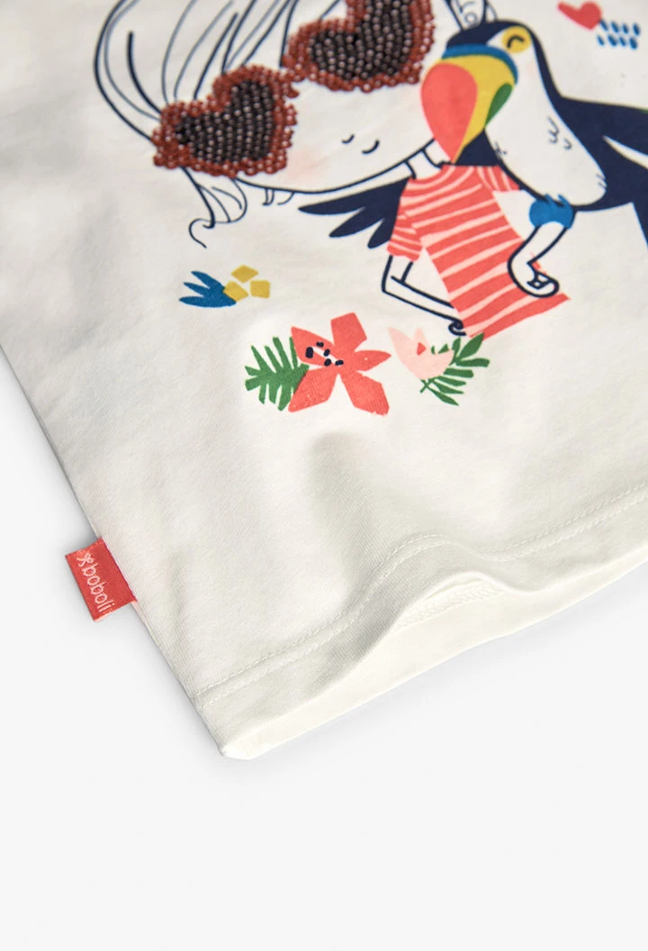 Baby-T-Shirt aus Strick für Mädchen in Weiß mit lustigem Design