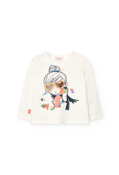 Maglietta in maglia per bambina in colore bianco con design divertente