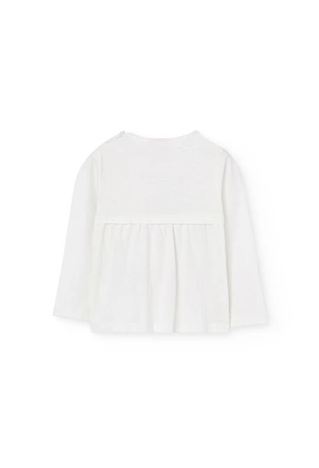 Camiseta de punto para bebé niña en color blanco con diseño divertido