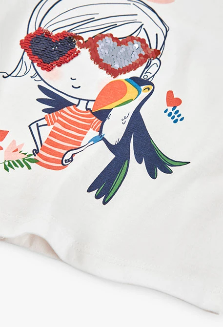 Camiseta de punto para bebé niña en color blanco con diseño divertido