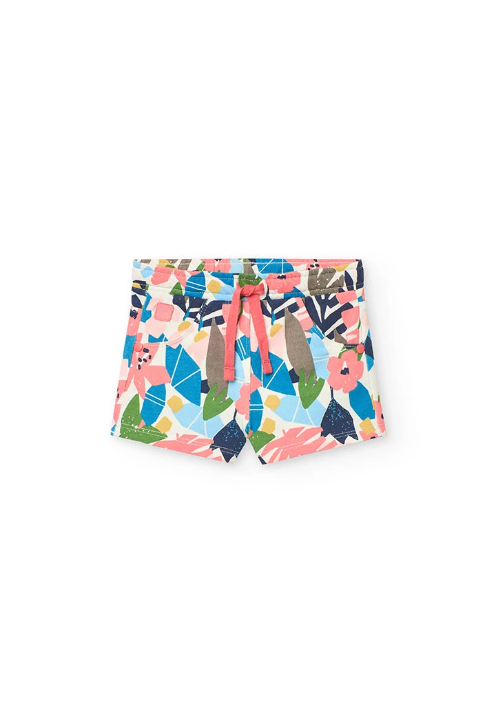 Baby girl's fleece shorts with print