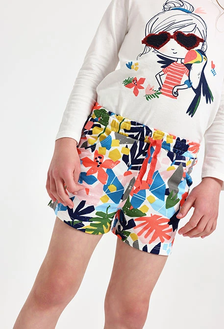 Bermudas de felpo para bebé menina com estampado