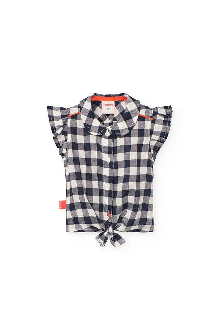 Viscose checkered shirt for baby girl