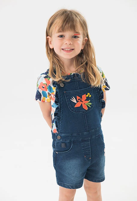 Peto de punto para bebé niña en color azul