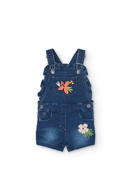 Peto de punto para bebé niña en color azul