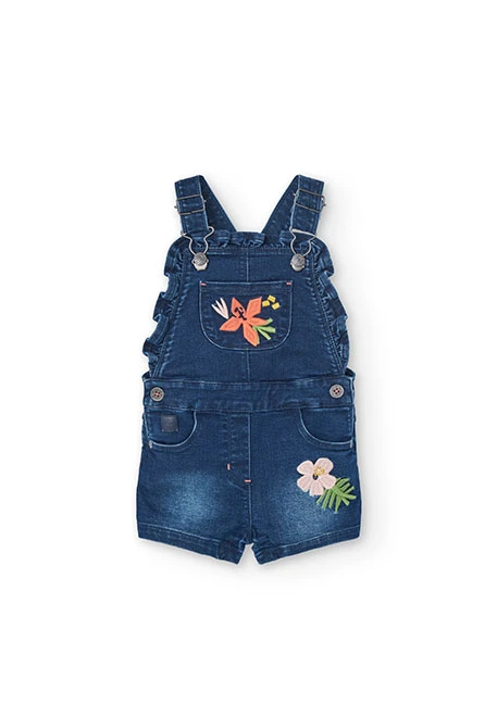 Peto de punto para bebé niña en color azul