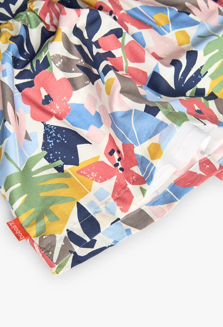 Vestito in raso per neonata con stampa floreale