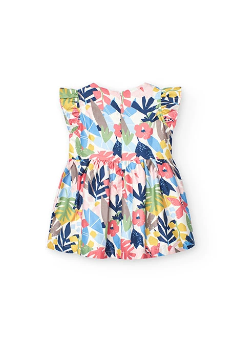 Vestido de cetim para bebé menina com estampado de flores