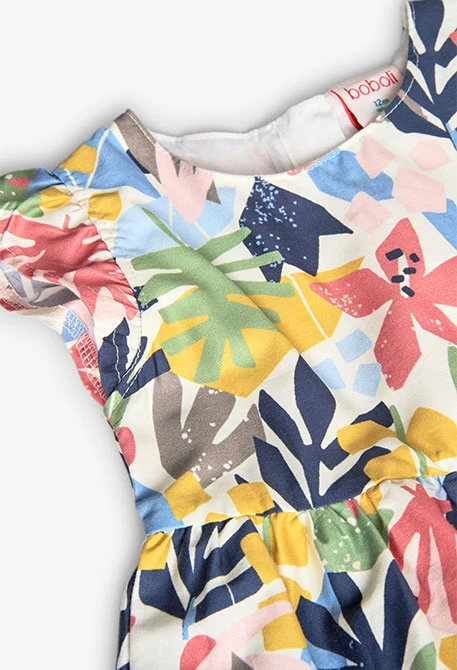 Vestido de cetim para bebé menina com estampado de flores
