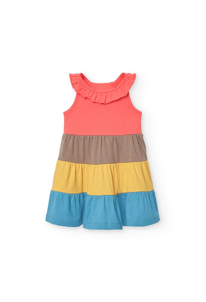 Abito in maglia per neonata in rosso con volant