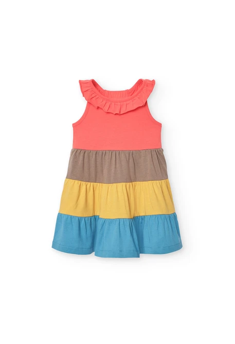 Vestido de punto para bebé niña en rojo con volantes