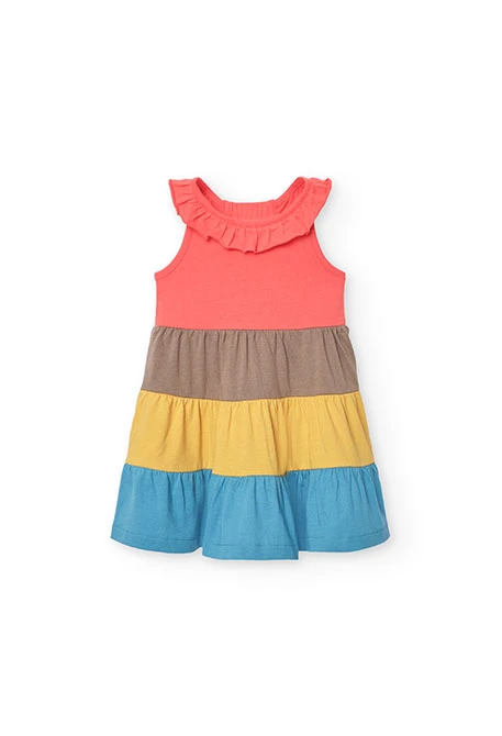 Vestido de punto para bebé niña en rojo con volantes