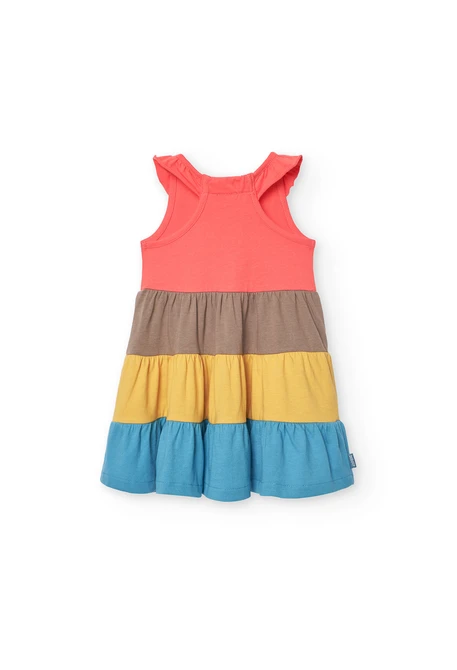 Vestido de punto para bebé niña en rojo con volantes