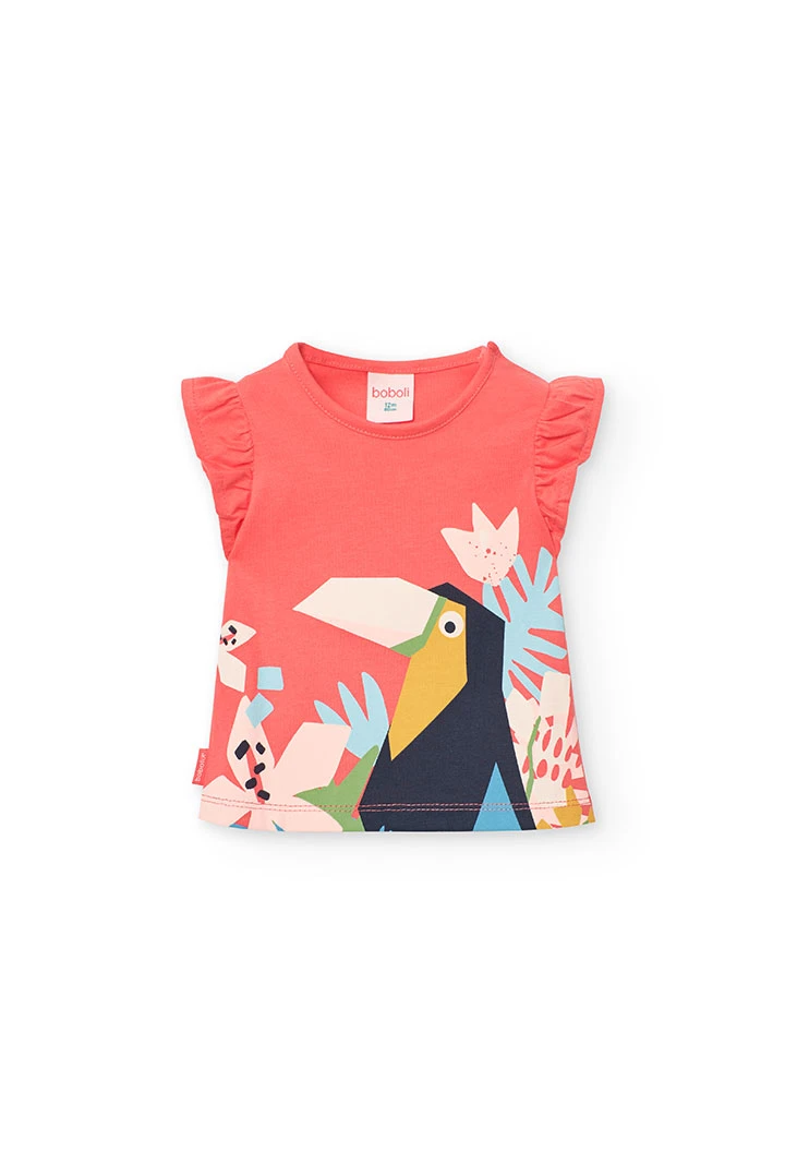 Maglietta a maglia per neonata in rosso con stampa