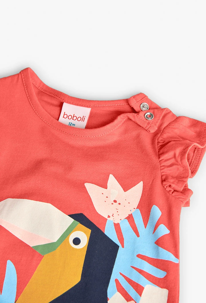 Maglietta a maglia per neonata in rosso con stampa