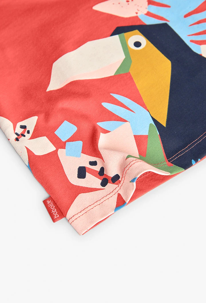 Maglietta a maglia per neonata in rosso con stampa