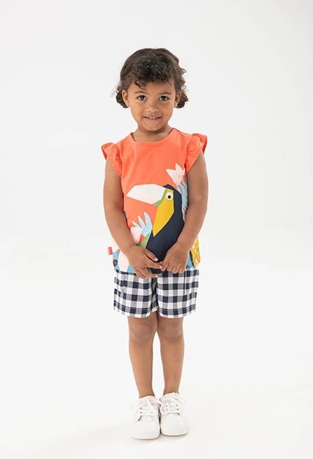 Camisola de malha para bebé menina em vermelho com estampado