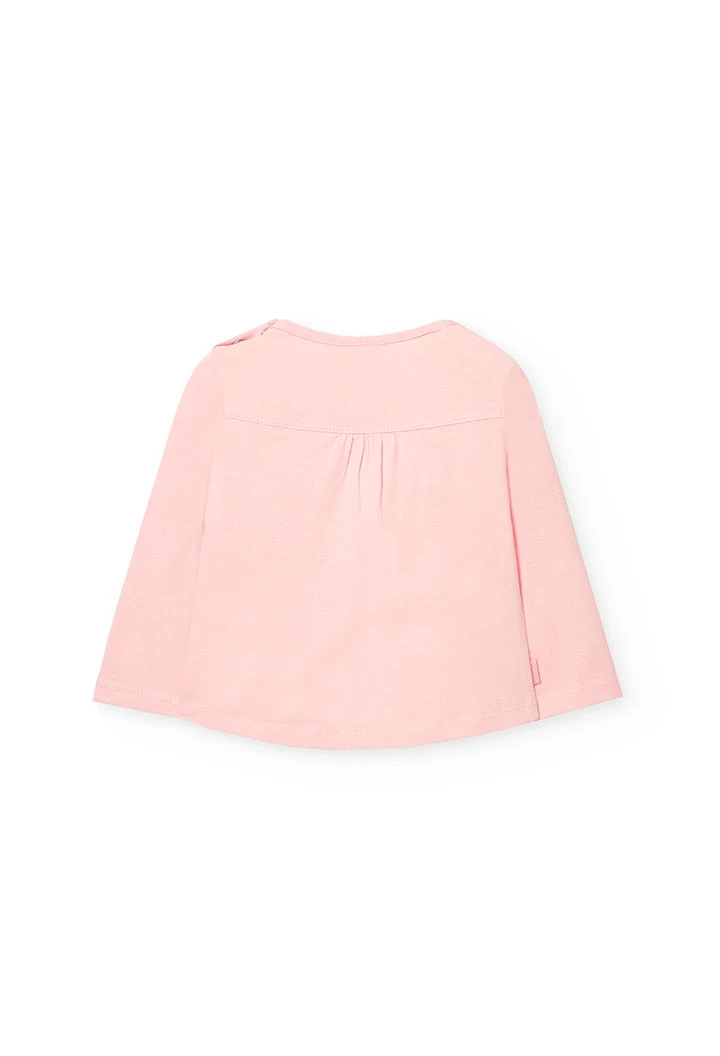Conjunto de t-shirt e leggings de malha para bebé menina em cor-de-rosa com estampado