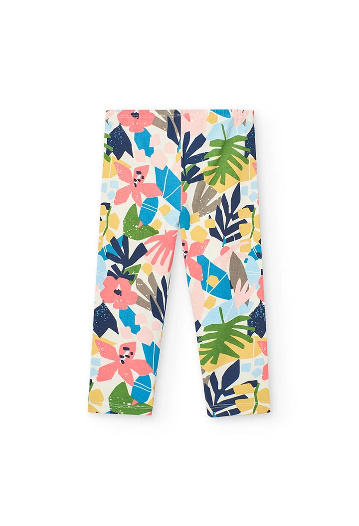 Conjunto de t-shirt e leggings de malha para bebé menina em cor-de-rosa com estampado
