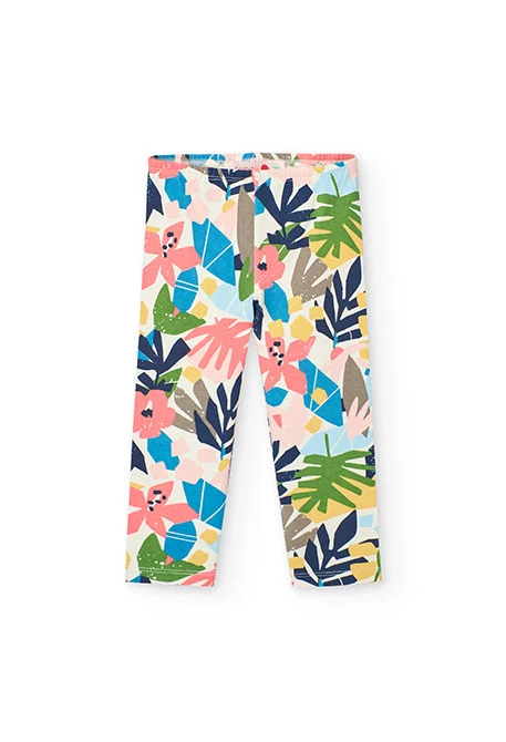 Conjunto de t-shirt e leggings de malha para bebé menina em cor-de-rosa com estampado