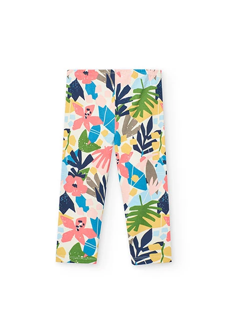 Conjunto de t-shirt e leggings de malha para bebé menina em cor-de-rosa com estampado