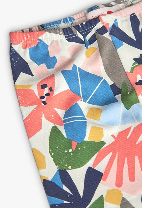 Conjunto de t-shirt e leggings de malha para bebé menina em cor-de-rosa com estampado